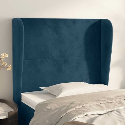 vidaXL - Hoofdbord - met - randen - 93x23x118/128 - cm - fluweel - donkerblauw