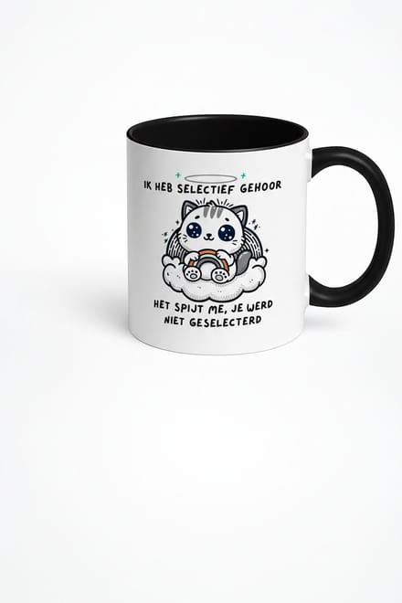 Selectief Gehoor Mok - Grappige Kat Design