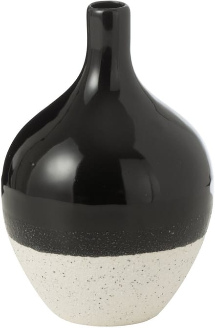 J-Line vaas Iva - porselein - zwart/wit - small - Ø 11.5 cm
