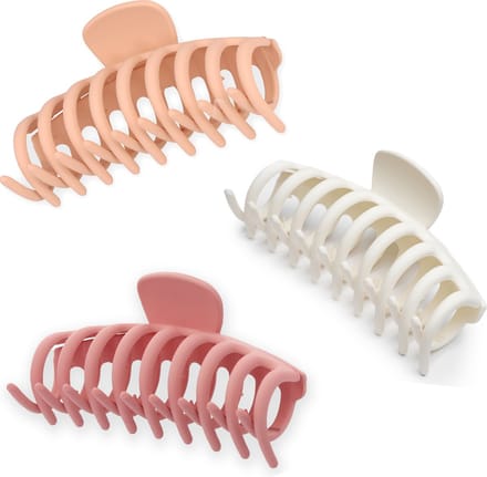 Lajetti - 3 stuks Haarklemmen Groot - Basic Roze Oudroze Off-white Haarclip set Dames