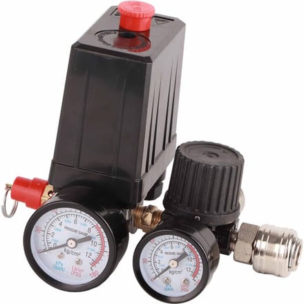 Luchtcompressor Drukschakelaar 1/4 inch 4 Gaten Controller Regulator Klep 90-120 PSI 220V wit