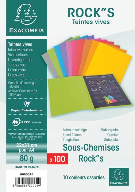 Vouwmap exacompta rocks a4 80g assorti | 10 stuks