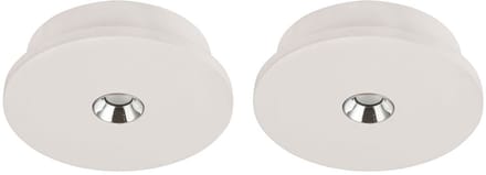 Plafondlamp gips wit keukenlamp modern plafondlamp verchroomd, LED 4W 200Lm warm wit, DxH 16x4,5 cm, set van 2