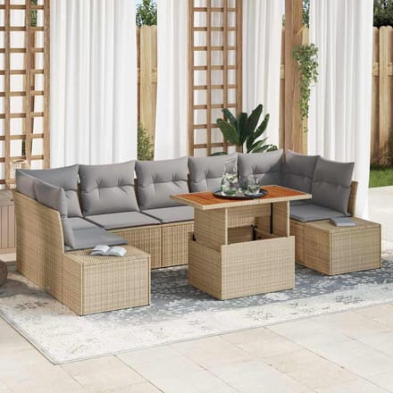 vidaXL - Tuinbank - Set - 8 - st - Beige - poly - rattan