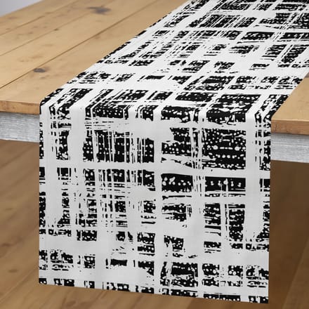 ABAKUHAUS Zwart-wit Tafelrok – Abstracte Shibori, 40x300 cm