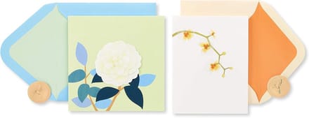 Set Elegante Blanco Kaarten met Enveloppen met Rose en Orchidee Ontwerp