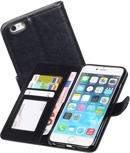 Klassiek Design - Apple iPhone 6 Plus/6s Plus Portemonnee Hoesje Booktype Wallet Case Zwart