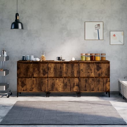 vidaXL - Dressoirs - 3 - st - 60x35x70 - cm - bewerkt - hout - gerookt - eikenkleurig