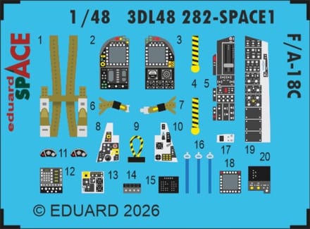 Eduard Modelbouwdecoratie - 3DL48282 Sp - Accessoires Set voor McDonnell Douglas F/A-18C Hornet - Photo-etch