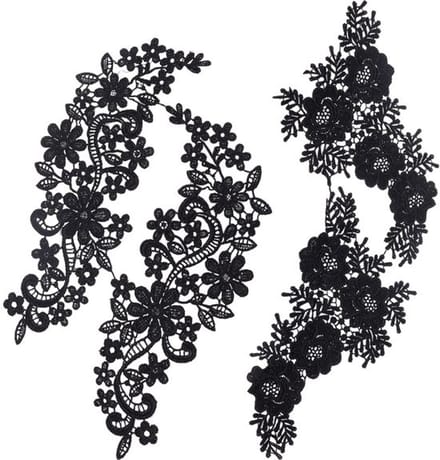 Jhubersproducts - Bloemen Patches - Kledingaccessoires - Zwart