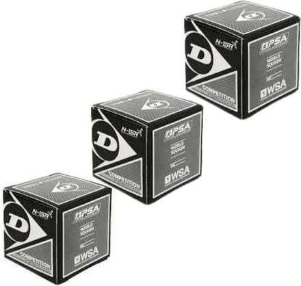 DUNLOP Competition - 1 Gele Stip - 3 Squash Ballen - Zwart