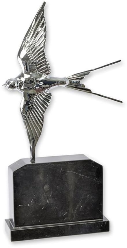Bronzen beeld - Zwaluw in vlucht - verzilverd - 47,5 cm hoog