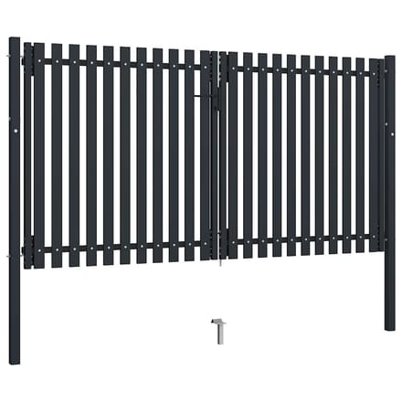 vidaXL - Dubbele - poort - met - deur - staal - 300x150 - cm - antraciet