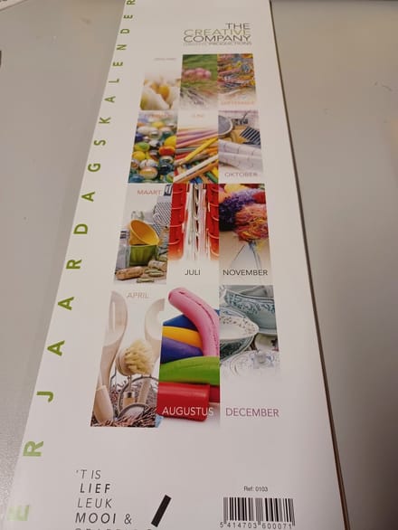 Verjaardags jaar kalender langwerpig 46x14 Model Collor