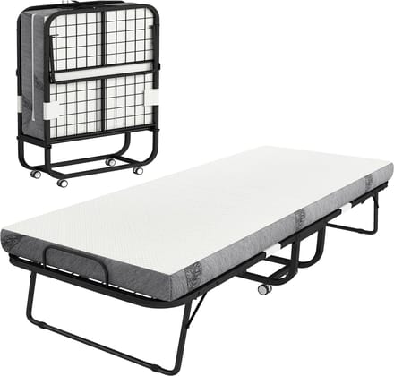 HOMCOM Opklapbed Polyester, schuim 200L x 90B x 42,5H cm Wit+Zwart