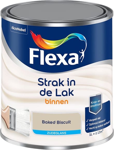 Flexa - Strak In De Lak Binnenlak Zijdeglans - Baked Biscuit - Mengverf - 1 L