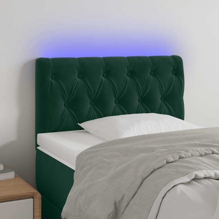 vidaXL - Hoofdbord - LED - 80x7x78/88 - cm - fluweel - donkergroen