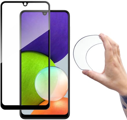 Wozinsky Full Cover Flexi - Screen Protector - Samsung Galaxy A22 - Zwart - Hybride Gehard Glas