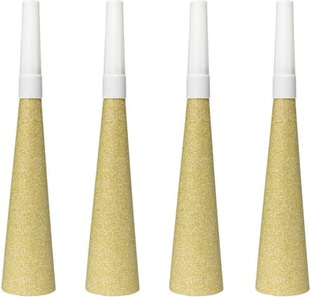 Folat - Party toeters glitter goud (4 stuks)