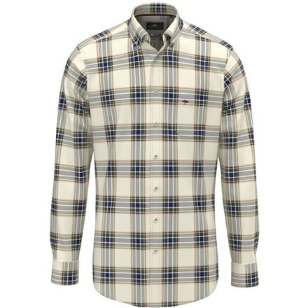 Fynch-Hatton Overhemd Washed Oxford Check Button-Down Dark Leaf / male