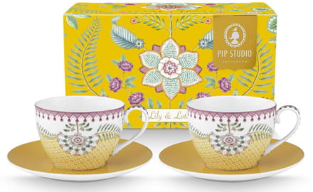 Pip Studio - Kopjes & schotels - Lily & Lotus - Geel - 300 ml - Set van 2