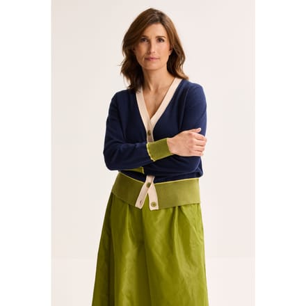 Driekleurige V-hals Cardigan