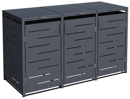 IVOL Kliko ombouw Antraciet Design 196x80x116 cm - Containerberging 3 container - RVS en Staal Containerombouw
