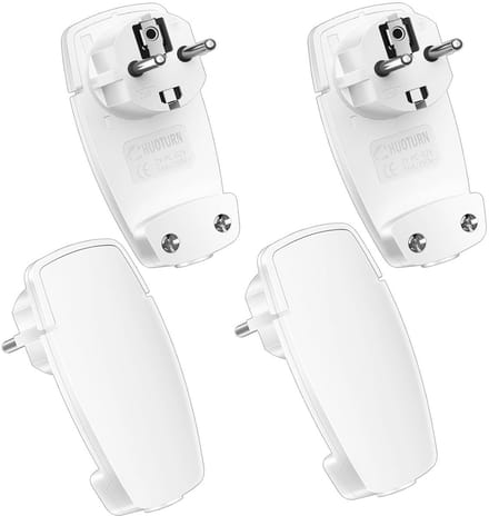 4-Pack Hoekstekker Wit Aardcontact 250V 16A Inklapbare Stekker