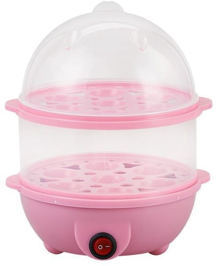 Multifunctionele dubbellaagse eierstomer met auto-fornuis Stoomboot Elektrische eierstomer voor ei(Pink)