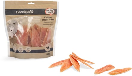 Beeztees Kippenborstfilets - Hondensnacks - Beloningssnack - Voordeelverpakking - 900 gr