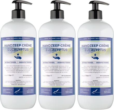 Handzeep Crème Eucalyptus 1 liter - met gratis pomp - set van 3 stuks