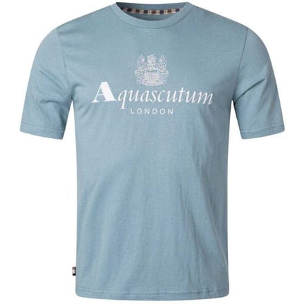 Aquascutum Heren Actief Groot Logo T-Shirt (Blauw)