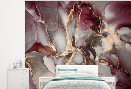 Behang - Fotobehang Goud - Marmer - Paars - Breedte 275 cm x hoogte 220 cm