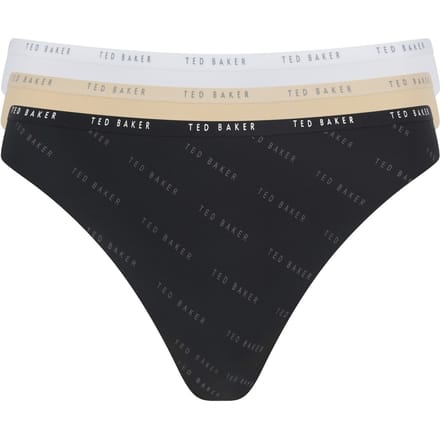 Ted Baker Indie 3pk Embossed Thong No Show White/black/cream Maat: M | Slipjes Outlet | Dames | Wit