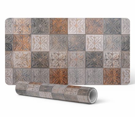 Moderne bureauonderlegger voor thuiswerken, vierkant retro patroon, 100x50 cm