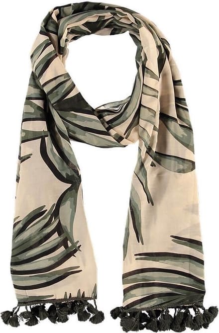 Sarlini Langwerpige Sjaal Leaves Khaki