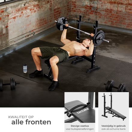 tectake® Multifunctionele Halterbank - Trainingsbank, Verstelbaar en opklapbaar met Halterrek