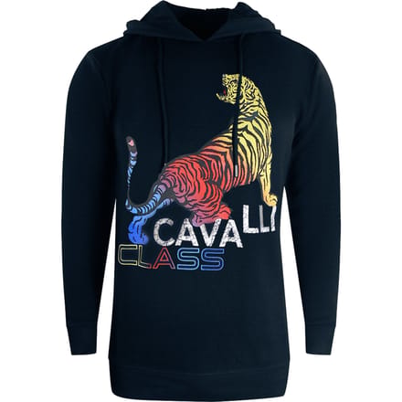 Cavalli Class gedurfde marineblauwe hoodie met tijgerlogo