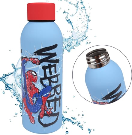 MARVEL SpiderMan Stalen Drinkfles, Blauwe Fles 500ml