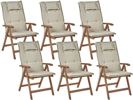 AMANTEA - Tuinstoel set van 6 - Taupe - Acaciahout