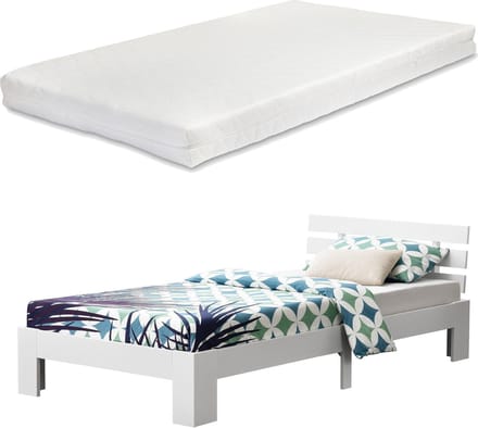 Houten bed Nivala grenen met matras 120x200 cm wit