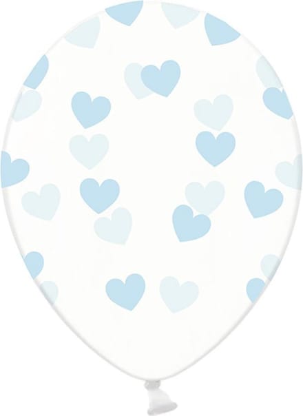 Partydeco - Ballonnen clear hartjes blauw 6 stuks