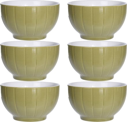 Excellent Houseware Soepkommen/serveer schaaltjes - 6x - Venice - keramiek - D14 x H8 cm - groen