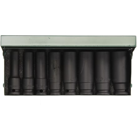 Contactdoos set HANS 3/8 8 stuks 8-19 mm zeskant lang