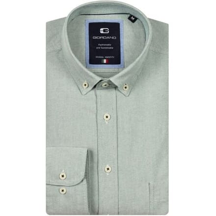 Giordano Overhemd Brando Soft Washed Oxford Groen / male