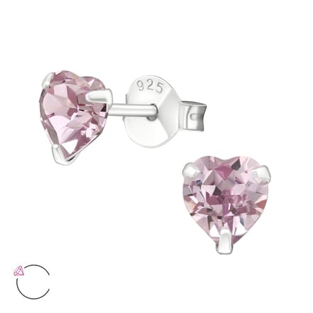 Montebello Oorbellen Libi AM - 925 Zilver - Swarovski - Hart - Ø5mm