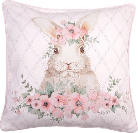Clayre & Eef Kussenhoes 40x40 cm Roze Katoen Konijn