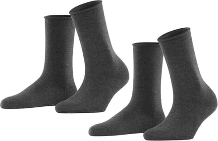 Esprit Basic Pure 2-Pack eenkleurig katoen multipack sokken dames grijs - maat 39-42