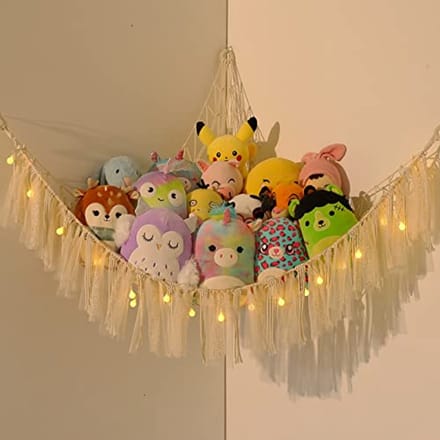 Hangmat voor knuffels - Macrame Boho Speelgoed Opbergnet voor Kinderkamer