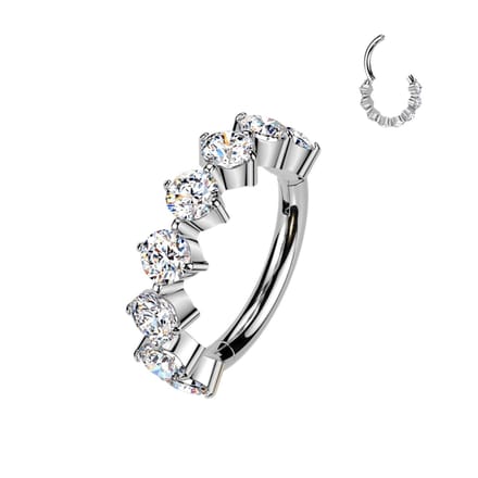 Piercing titanium 8 steentjes buitenom 1.2x8 - zilver - LMPiercings